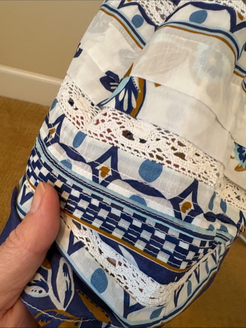 FARM Rio White Midi Skirt with Blue & Gold Floral Border - Picture 2 of 5